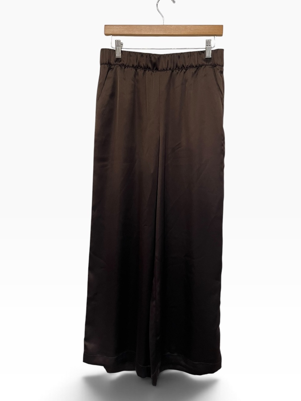 NWT LOFT | Brown Satin Wide Leg Pull on Pants M